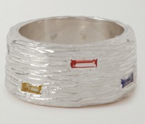 Freshly Cut Lawn With Flowers Ring aus Sterlingsilber mit Saphiren