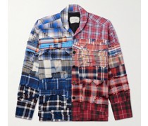 Hemdjacke aus Baumwolle mit Distressed-Details in Patchwork-Optik