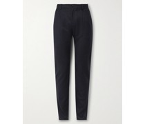Schmal zulaufende Hose aus Wollflanell mit Falten