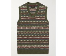 Ärmelloser Pullover aus einer Leinen-Baumwollmischung mit Fair-Isle-Muster