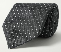 Krawatte aus Seiden-Jacquard mit Punkten, 8 cm