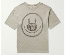 Ringer T-Shirt aus Leinen-Jersey mit Print