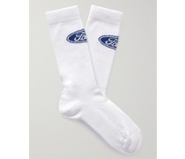 Socken aus einer Stretch-Biobaumwollmischung mit Intarsienlogomotiv