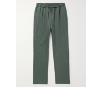 Gerade geschnittene Hose aus Leinen mit Kordelzugbund
