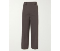 Eternal gerade geschnittene Hose aus Twill aus einer Schurwoll-Baumwollmischung