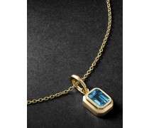 Small 14-Karat Gold Blue Topaz Pendant Necklace