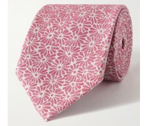 Krawatte aus einer Baumwoll-Seidenmischung mit eingewebtem Blumenmuster, 7 cm