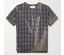 Sonnengebleichtes T-Shirt aus Leinen mit Karomuster