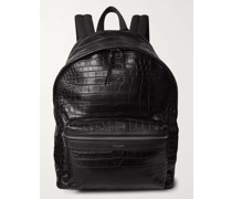 City Croc-Effect Leather Backpack