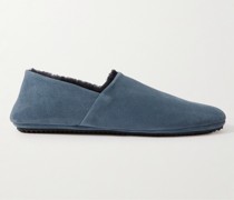 Babouche Slippers aus Veloursleder mit Shearling-Futter