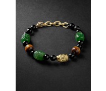 Isha Armband aus Gold mit Perlen aus Jade, Koralle und Onyx