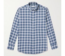 Seymour kariertes Hemd aus Baumwoll-Twill mit Button-Down-Kragen