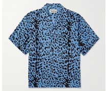 Hemd aus Satin mit Leopardenprint und Reverskragen
