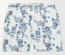 Straight-Leg Floral-Print Linen and Cotton-Blend Drawstring Shorts
