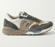 Roland Sneakers aus Veloursleder und Mesh mit Lederbesätzen und Stickerei