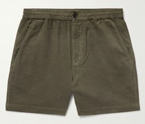 Gerade geschnittene Shorts aus Baumwollcord in Stückfärbung