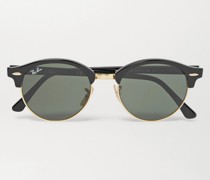 Clubmaster Sonnenbrille mit rundem Rahmen aus Azetat mit goldfarbenen Details