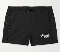 Shorts aus Shell mit Paspeln und Logostickerei