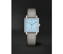 Tetra Azure Hand-Wound 29,5 mm Uhr aus Edelstahl mit Armband aus strukturiertem Leder, Ref.-Nr.496