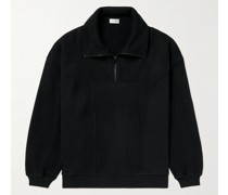 Sweatshirt aus Baumwoll-Jersey mit Logostickerei und kurzem Reißverschluss