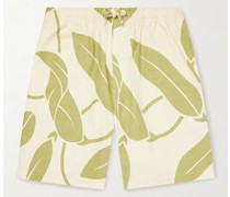 Z gerade geschnittene Shorts aus bedrucktem Baumwoll-Canvas mit Kordelzugbund