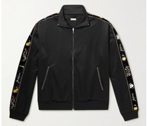 Trainingsjacke aus Jersey mit Samtbesätzen und Stickereien