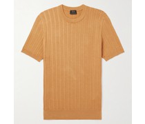 T-Shirt aus Baumwolle mit Fischgratmuster