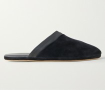 Knighton Slippers aus Veloursleder mit Lederbesatz