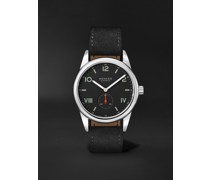 Club Campus 38,5 mm Uhr aus Edelstahl mit Handaufzug und Velourslederarmband, Ref.-Nr.: 736