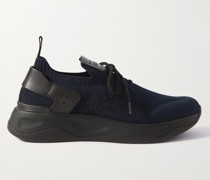 Sneakers aus Stretch-Strick mit Besätzen aus Venezia-Leder