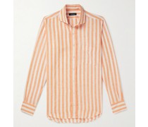 Slim-Fit Cutaway-Collar Striped Linen Shirt