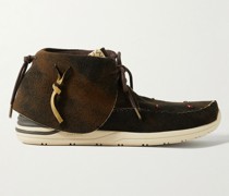 Lhamo-Folk Stiefel aus Veloursleder mit Zierperlen