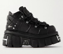 + New Rock Sneakers aus Leder mit Plateausohle und Verzierungen