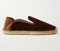 Espadrilles aus Veloursleder mit Lederbesätzen und einklappbarer Fersenpartie