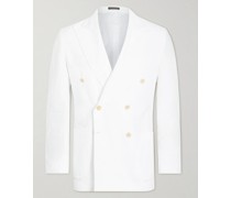 Unstructured Double-Breasted Linen Blazer
