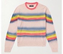 Pullover aus einer Kaschmir-Wollmischung mit Distressed-Details und Batikmuster