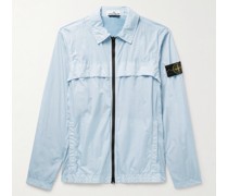Hemdjacke aus Reps-Nylon in Knitteroptik und Stückfärbung mit Logoapplikation