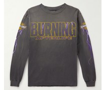 Oberteil aus Baumwoll-Jersey mit Print in Distressed-Optik