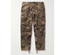 Schmal zulaufende Cargohose aus Baumwoll-Ripstop mit Camouflage-Print