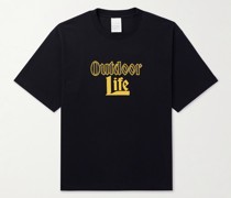 Outdoor Life T-Shirt aus Biobaumwoll-Jersey mit Kristallen und Logoprint