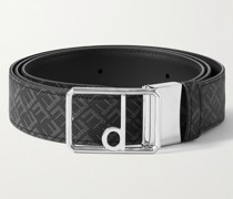 3.5cm Logo-Print Cross-Grain Leather Belt