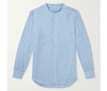 Collarless Cotton and Cashmere-Blend Shirt