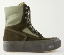 Tesota '91 Folk Suede and Cotton-Canvas Boots