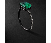 Blackened Gold, Emerald and Diamond Ring