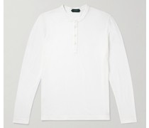 Zanone Henley Shirt aus Baumwoll-Piqué in Stückfärbung