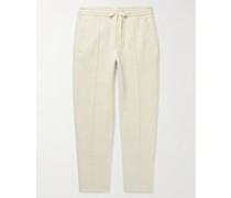 Tapered Pleated Cotton-Blend Piqué Sweatpants