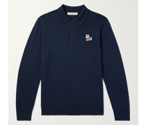 Pullover aus Merinowolle mit Polokragen und Logoapplikation
