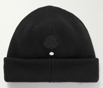 + 1017 ALYX 9SM Beanie aus Wolle in Rippstrick mit Logoapplikation