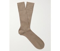 No. 13 Ribbed Pima Cotton-Blend Socks