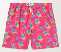 Gerade geschnittene mittellange Badeshorts mit Blumenprint